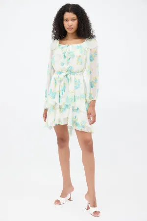 White & Blue Silk Breeze Dress