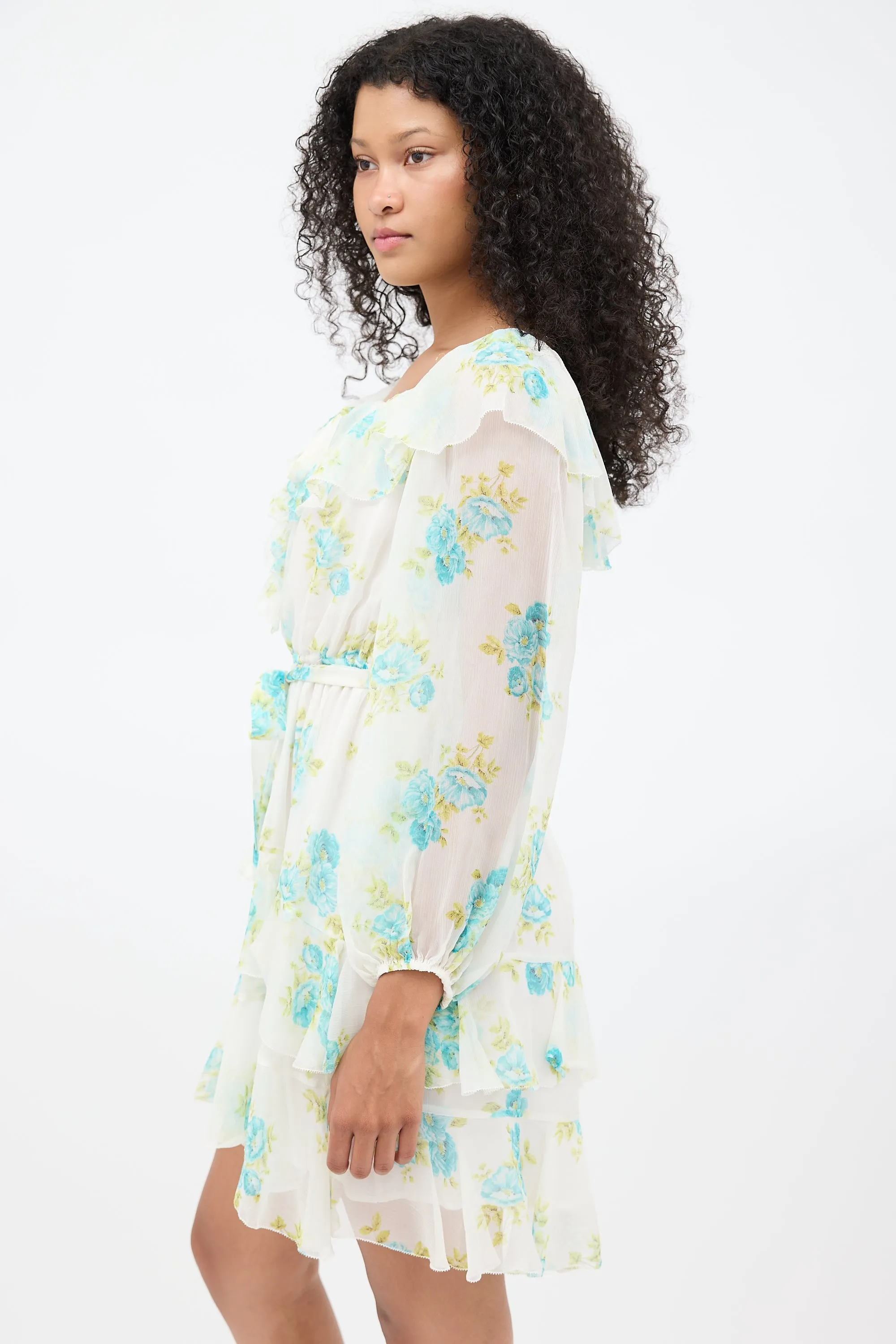 White & Blue Silk Breeze Dress