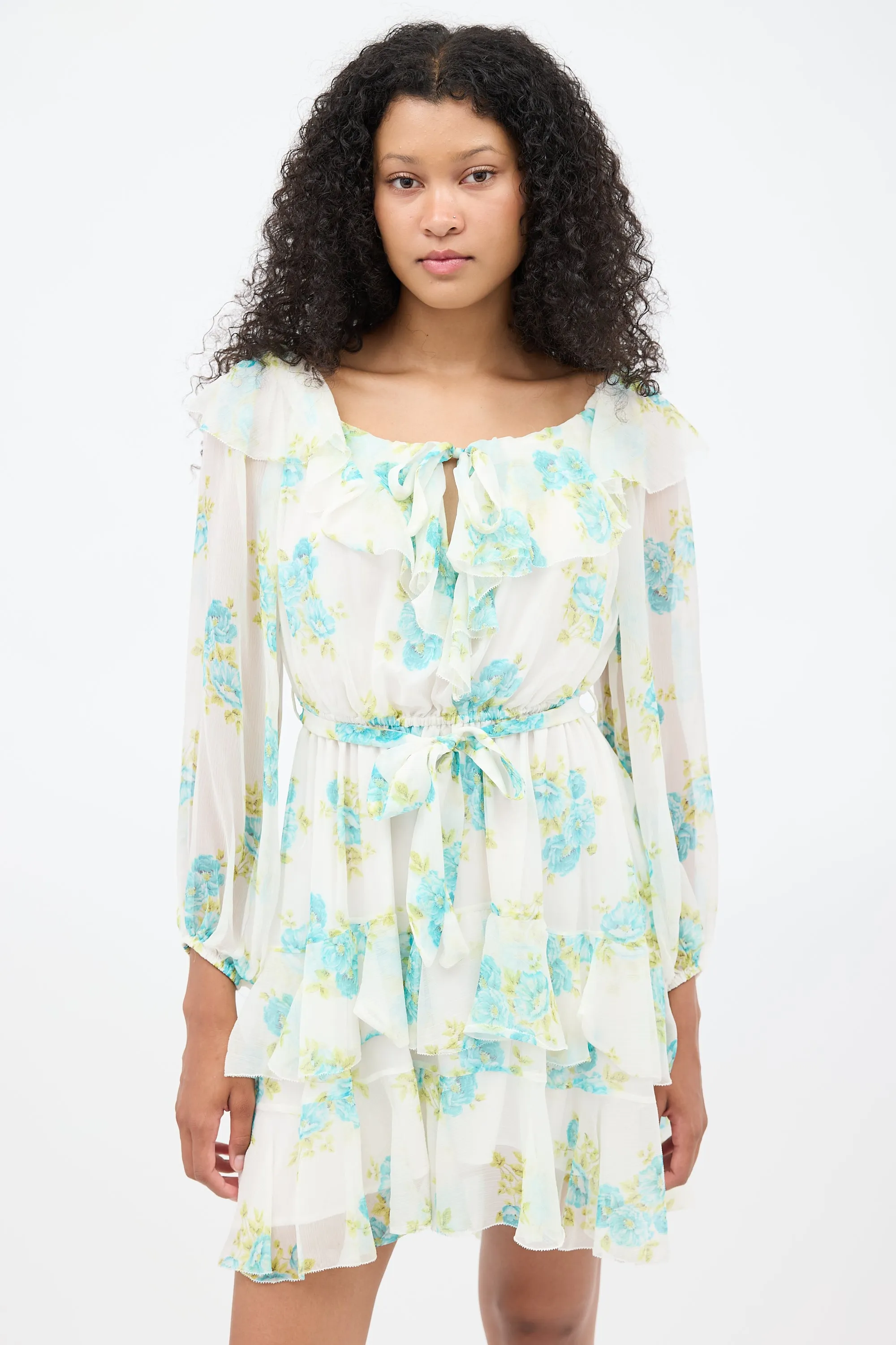 White & Blue Silk Breeze Dress