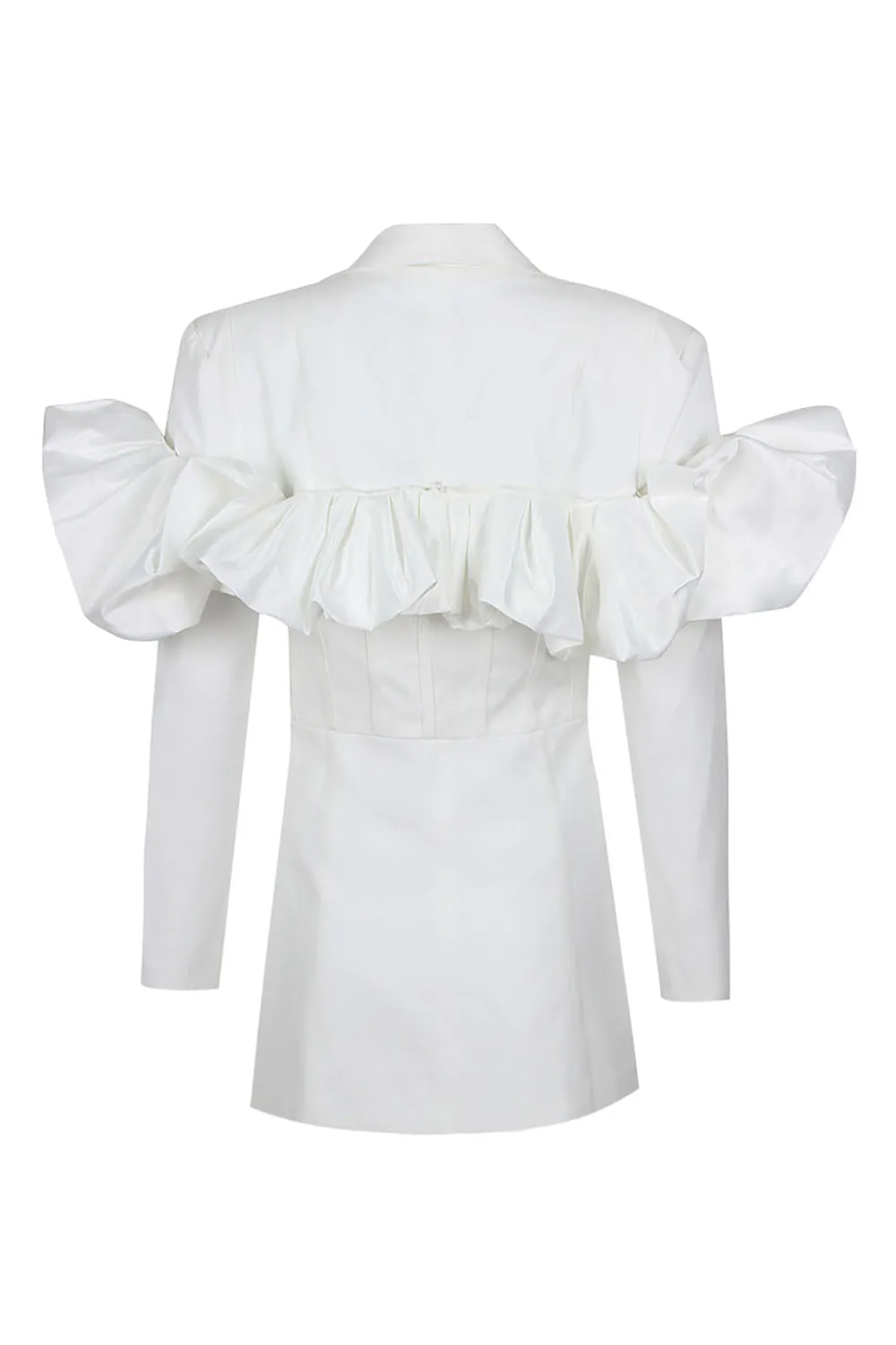 White Deep V Blazer Dress