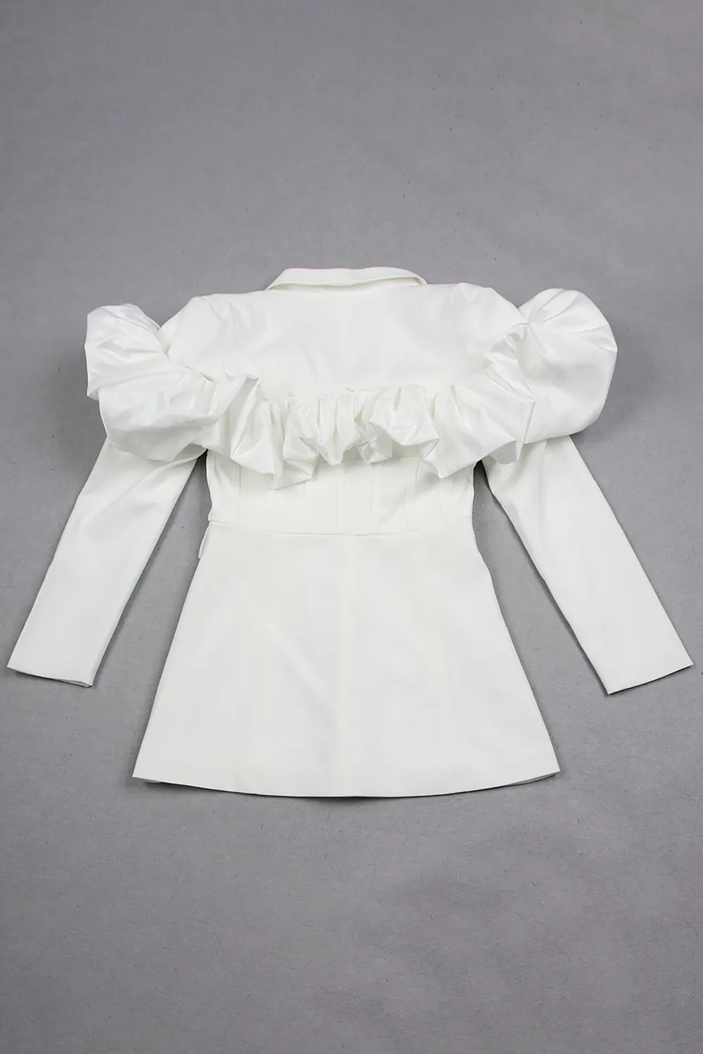 White Deep V Blazer Dress