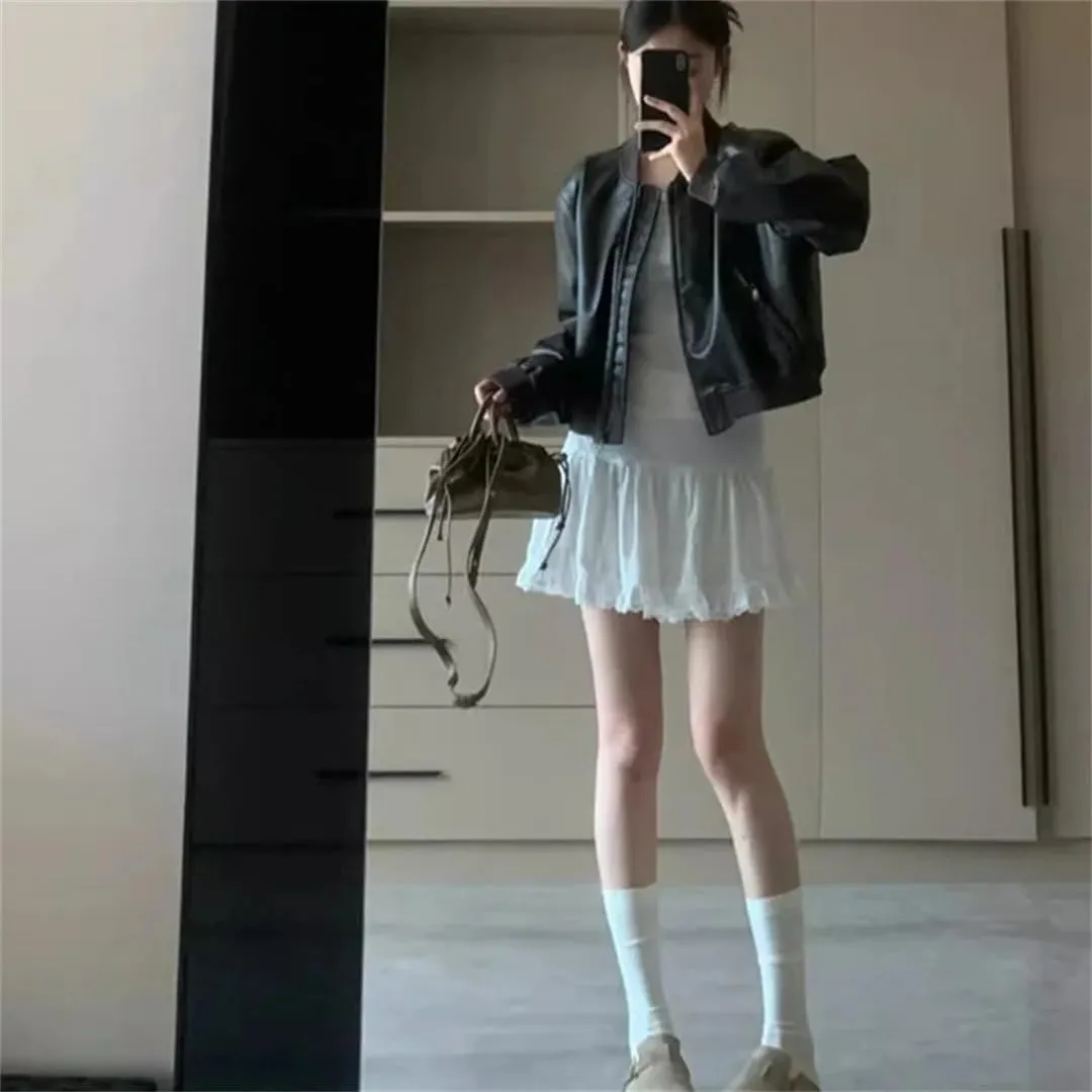 White Lace Cake Skirt Summer for Women High Waisted White Fluffy Short Skirts