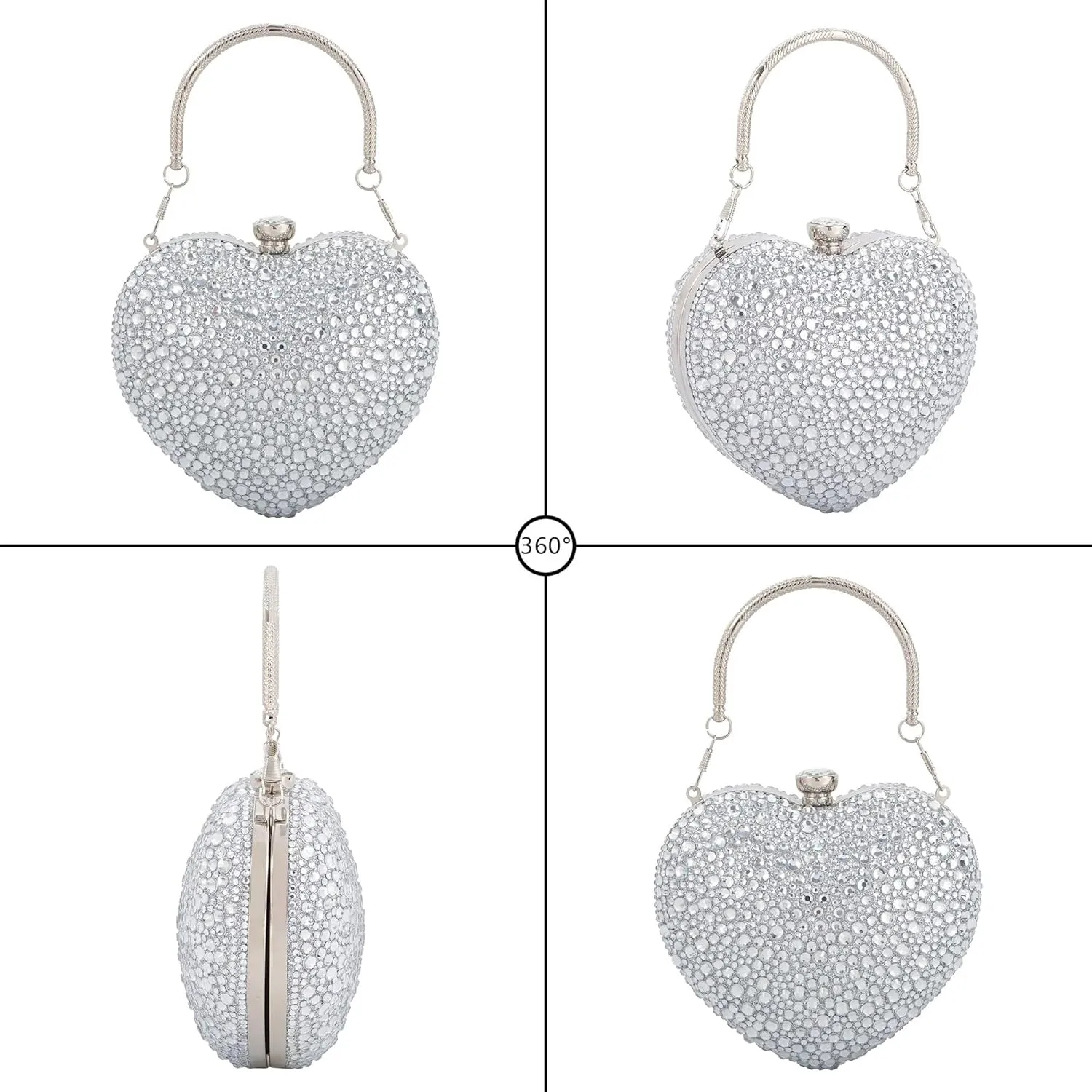 Women Mini Tote Handbag Rhinestone Studded Evening Clutch Crossbody Purse for Prom Party