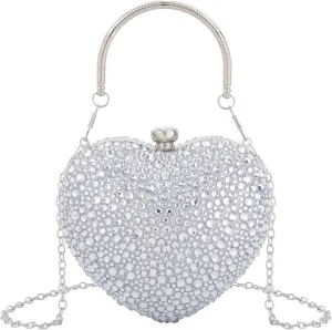 Women Mini Tote Handbag Rhinestone Studded Evening Clutch Crossbody Purse for Prom Party