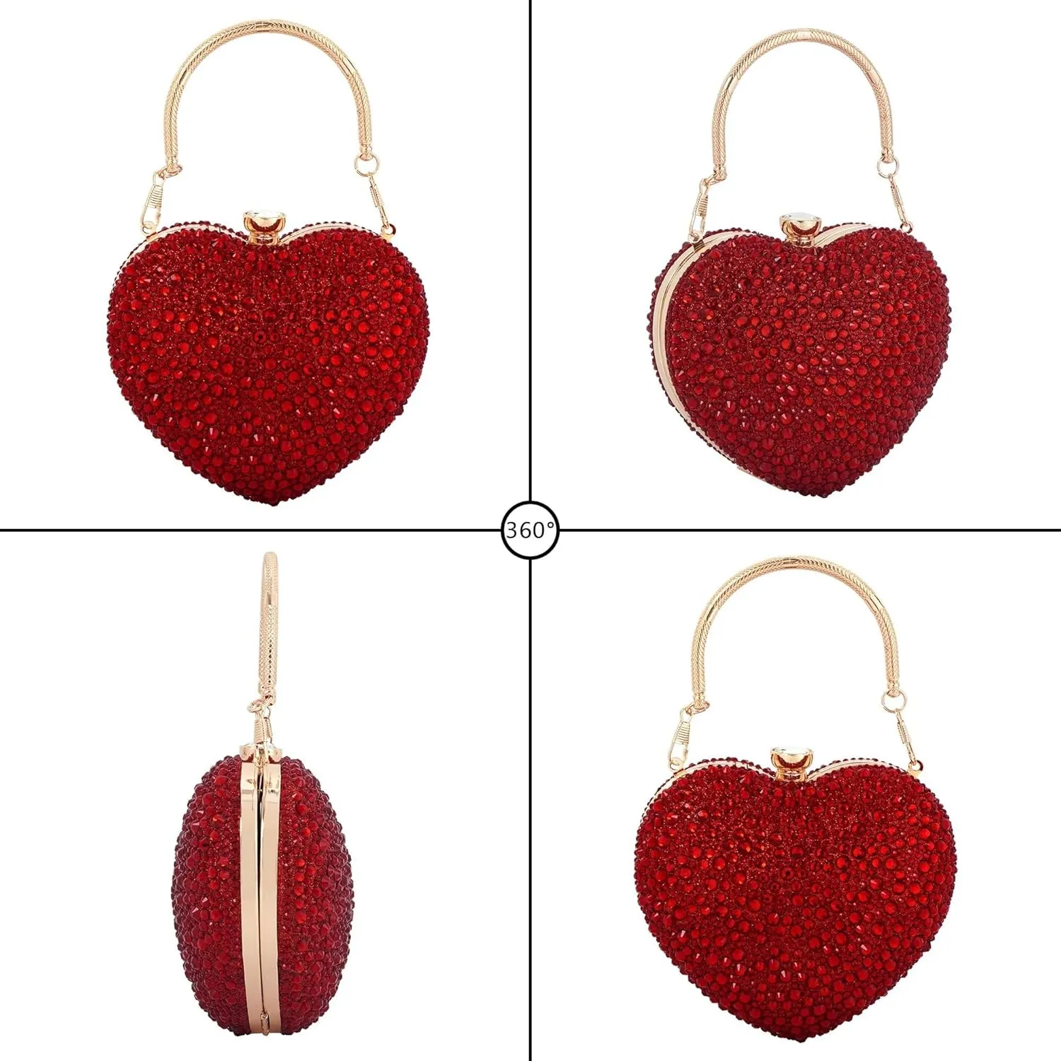 Women Mini Tote Handbag Rhinestone Studded Evening Clutch Crossbody Purse for Prom Party