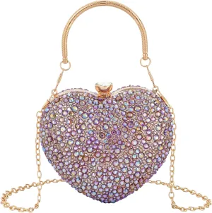 Women Mini Tote Handbag Rhinestone Studded Evening Clutch Crossbody Purse for Prom Party