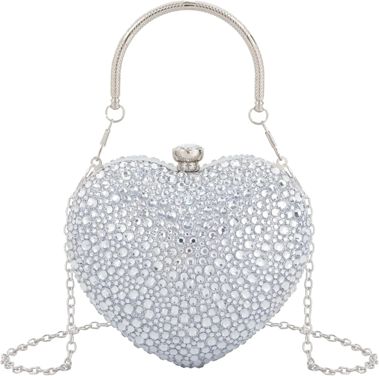Women Mini Tote Handbag Rhinestone Studded Evening Clutch Crossbody Purse for Prom Party