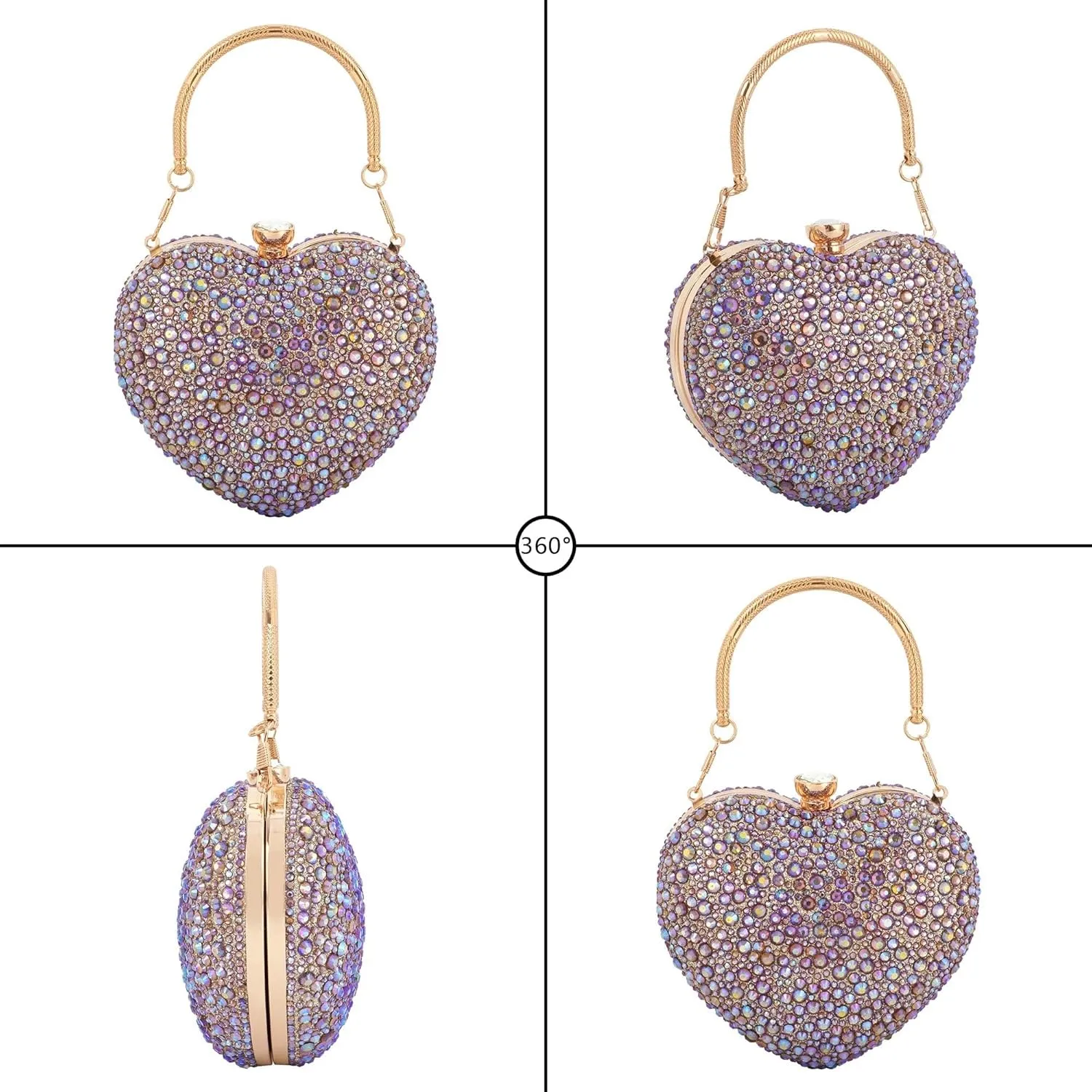 Women Mini Tote Handbag Rhinestone Studded Evening Clutch Crossbody Purse for Prom Party