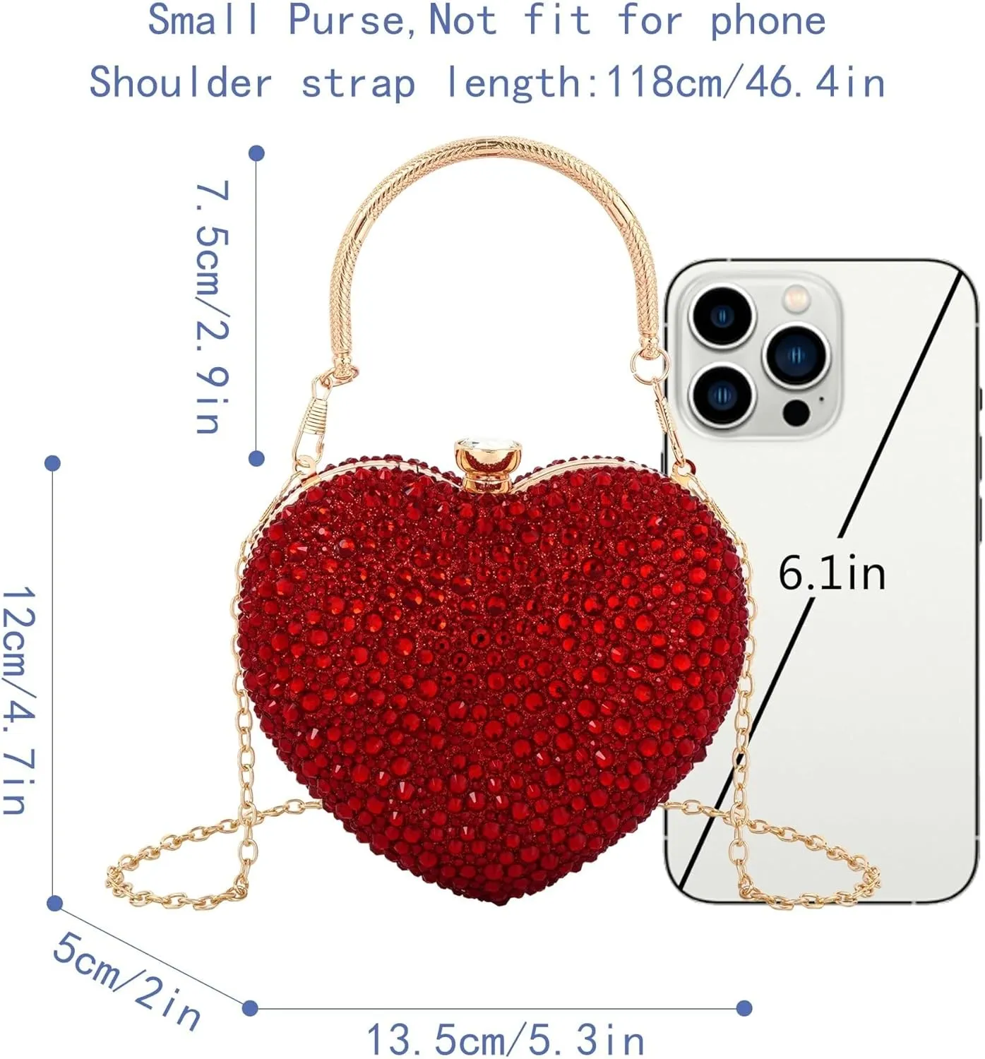 Women Mini Tote Handbag Rhinestone Studded Evening Clutch Crossbody Purse for Prom Party