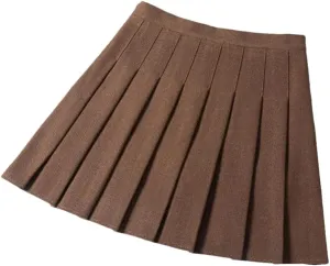 Women School Uniform Pleated Mini Skirt Running Casual High Waisted Skater Skirt