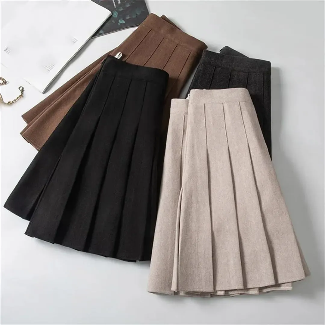 Women School Uniform Pleated Mini Skirt Running Casual High Waisted Skater Skirt