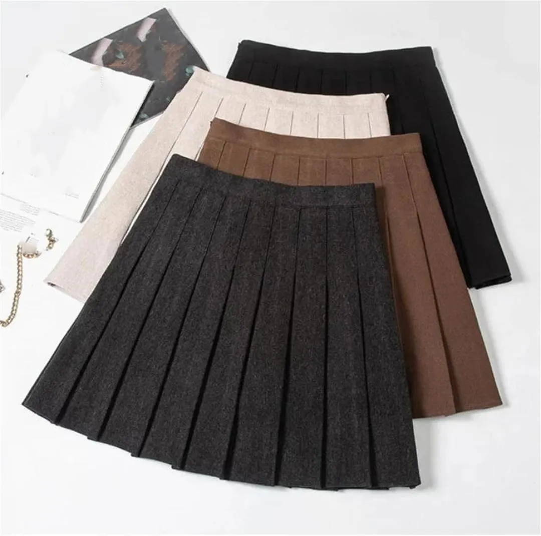 Women School Uniform Pleated Mini Skirt Running Casual High Waisted Skater Skirt