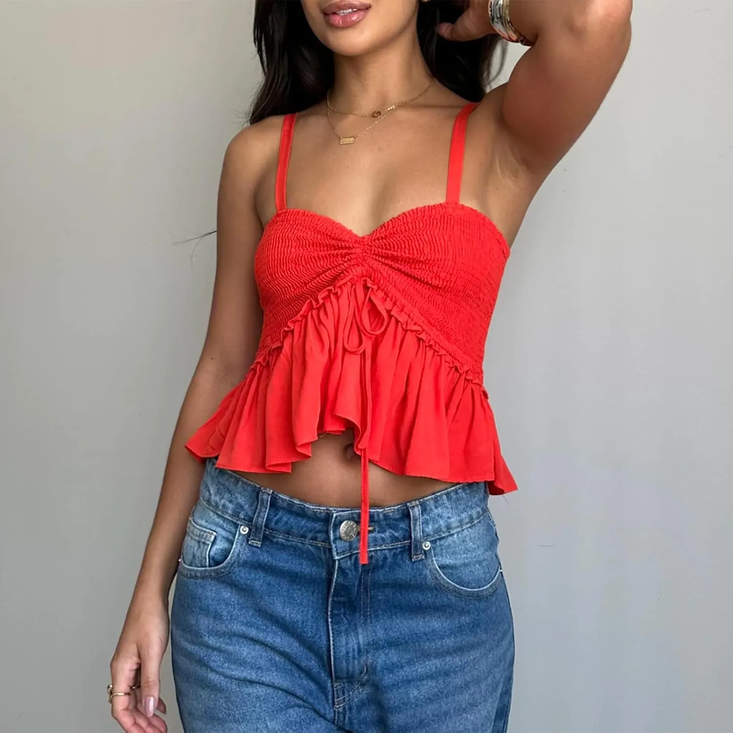 Women Sexy Tank Top Y2k Mesh Lace Halter Strap Backless Sleeveless Sexy Low Neck Crop Cami Slim Going Out Camisole