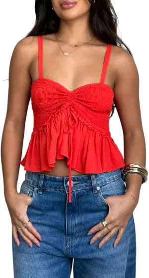 Women Sexy Tank Top Y2k Mesh Lace Halter Strap Backless Sleeveless Sexy Low Neck Crop Cami Slim Going Out Camisole