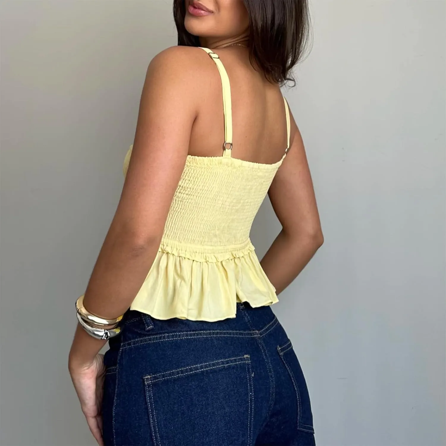 Women Sexy Tank Top Y2k Mesh Lace Halter Strap Backless Sleeveless Sexy Low Neck Crop Cami Slim Going Out Camisole