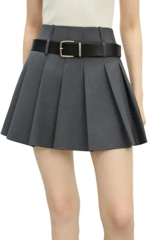 Women Spring Office High Waisted Pleated Skirt Casual Lightweight A-Line Skirts