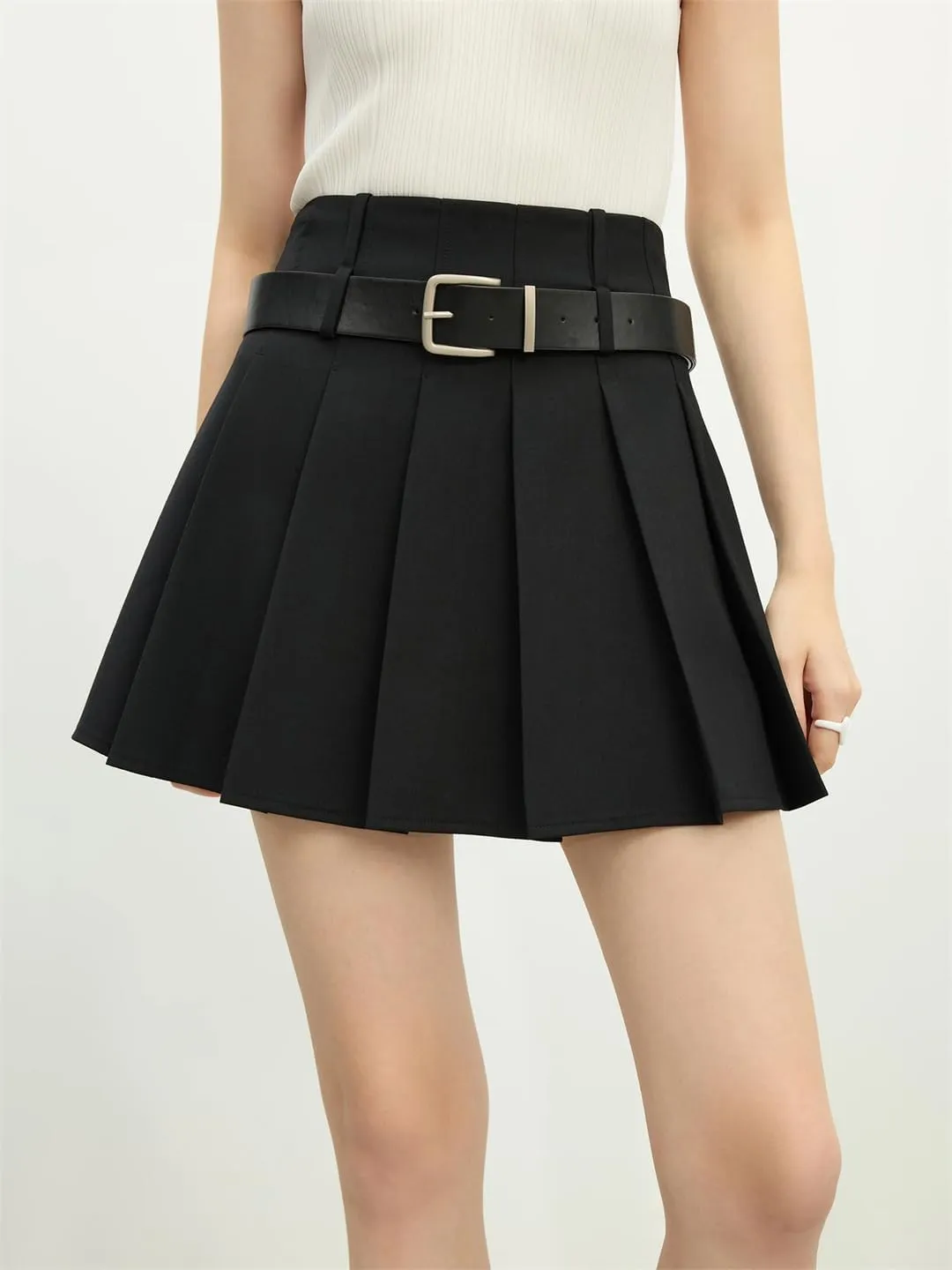 Women Spring Office High Waisted Pleated Skirt Casual Lightweight A-Line Skirts