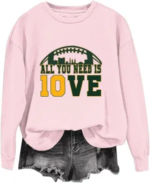 Womens Football Sweatshirt with Bows Game Day Sweatshirt Women Pullover Crewneck Football Season Long Sleeve Tops