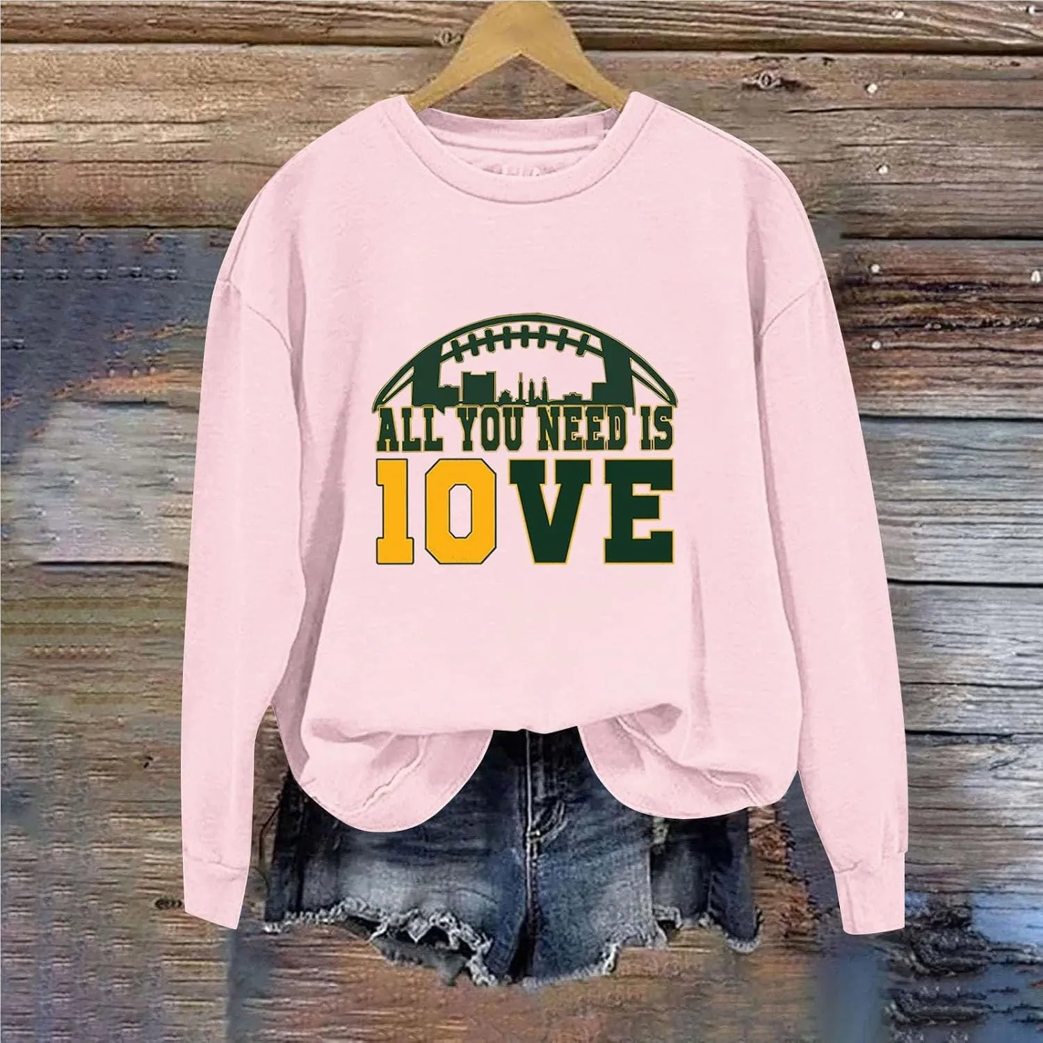 Womens Football Sweatshirt with Bows Game Day Sweatshirt Women Pullover Crewneck Football Season Long Sleeve Tops
