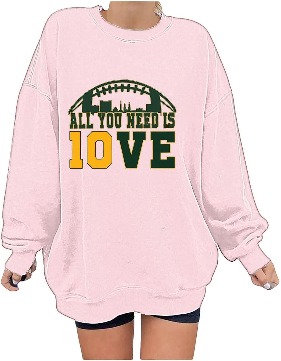 Womens Football Sweatshirt with Bows Game Day Sweatshirt Women Pullover Crewneck Football Season Long Sleeve Tops