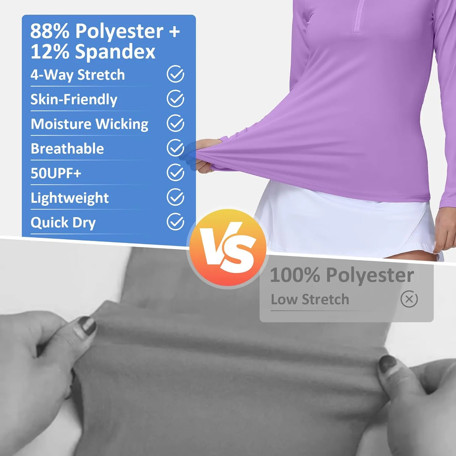 Women's Golf Polo Shirts Long Sleeve Workout Tops UPF 50  Sun Protection Quick Dry Lightweight Active Tennis Shirts