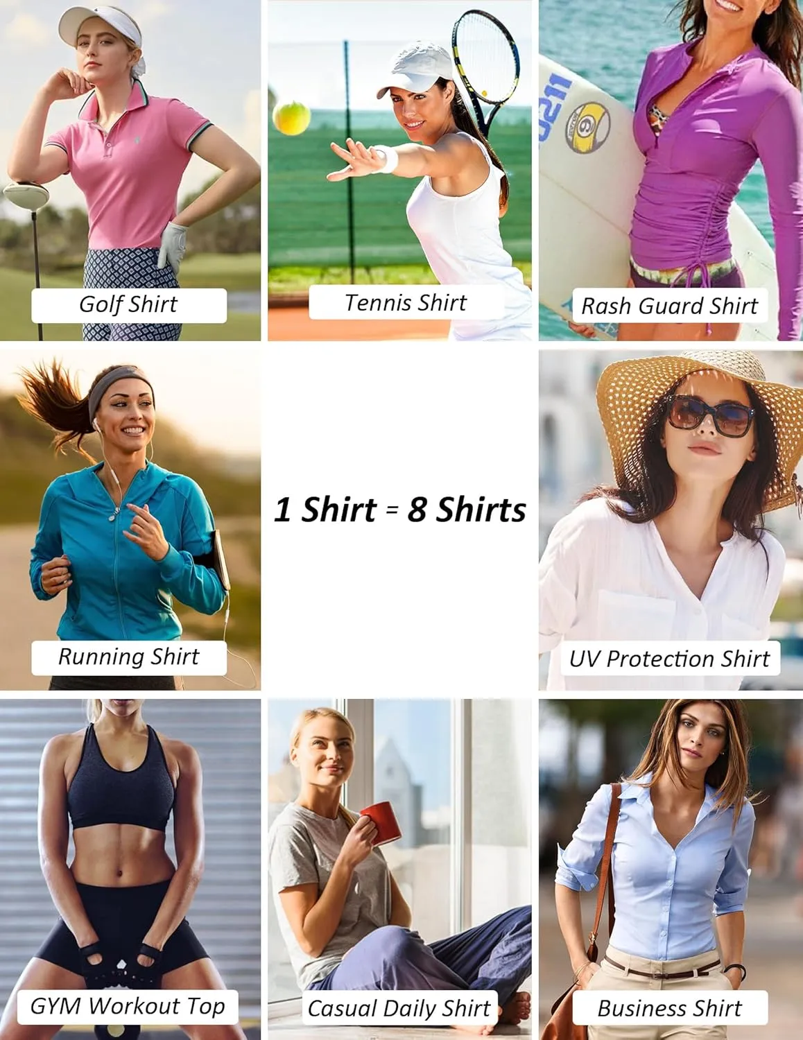 Women's Golf Polo Shirts Long Sleeve Workout Tops UPF 50  Sun Protection Quick Dry Lightweight Active Tennis Shirts