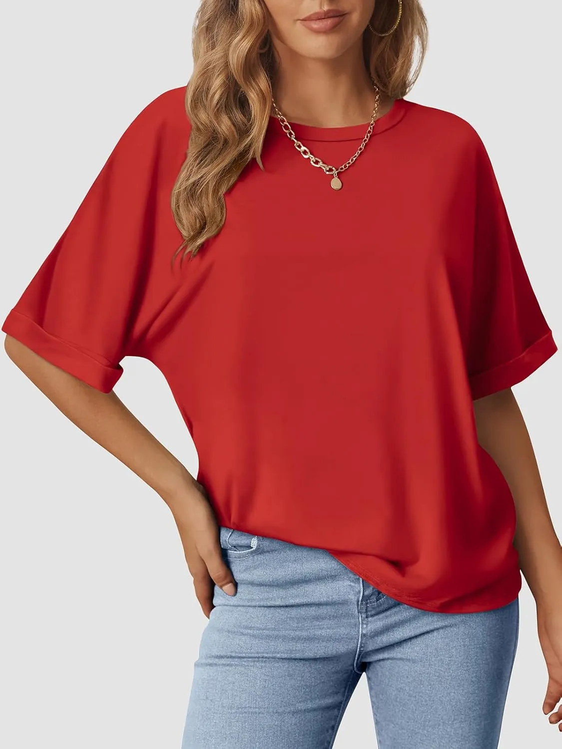 Women's Oversized T Shirts Short Sleeve Crewneck Summer Tops Casual Loose Basic Tee Shirts 2025 Trendy Clothes