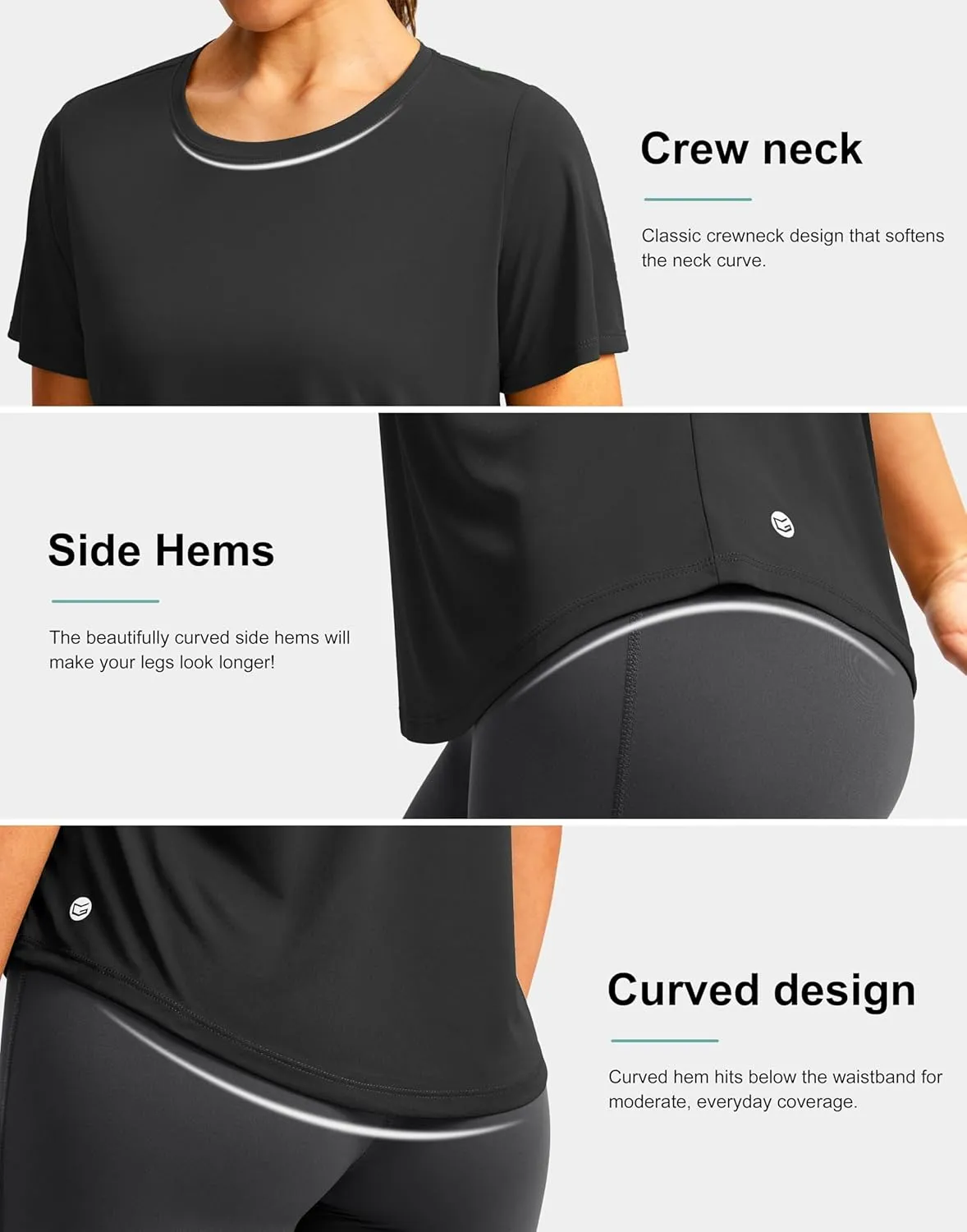 Women's Short Sleeve Workout Shirts Breathable UPF 50  Sun Protection T-Shirts Quick Dry Gym Running Hiking Tops