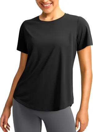 Women's Short Sleeve Workout Shirts Breathable UPF 50  Sun Protection T-Shirts Quick Dry Gym Running Hiking Tops