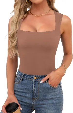 Womens Square Neck Tank Tops Dressy Summer Sleeveless Shirts Sexy Going Out Fitted Trendy Tops T Shirts Blouses