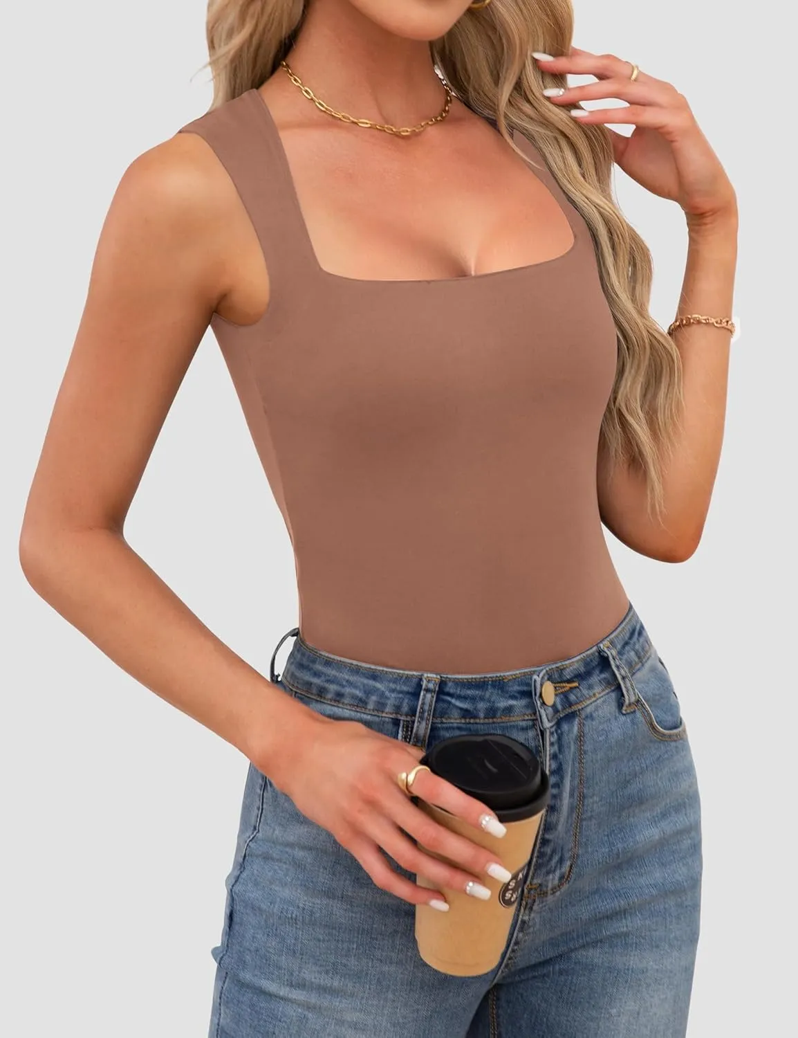 Womens Square Neck Tank Tops Dressy Summer Sleeveless Shirts Sexy Going Out Fitted Trendy Tops T Shirts Blouses