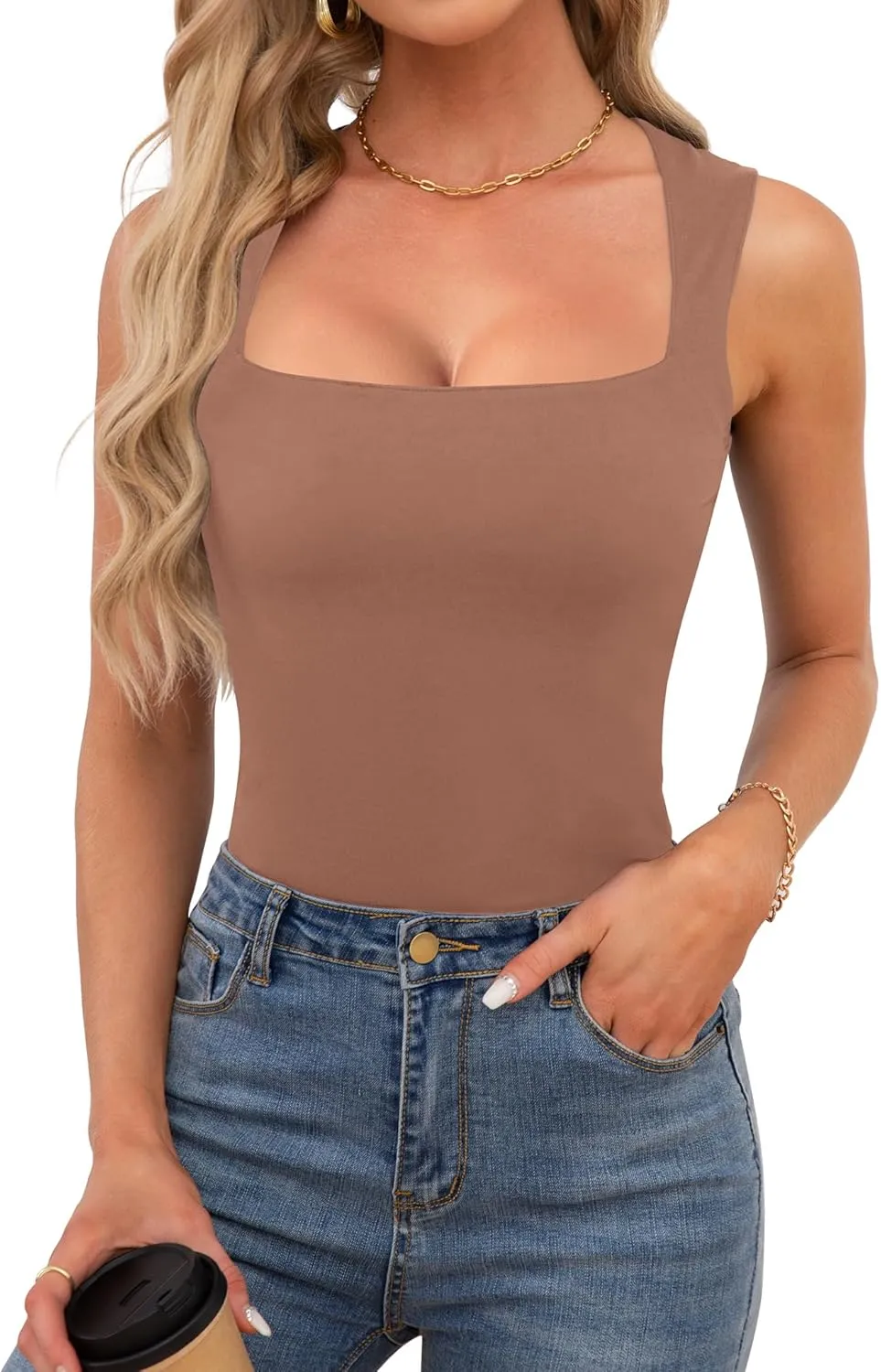 Womens Square Neck Tank Tops Dressy Summer Sleeveless Shirts Sexy Going Out Fitted Trendy Tops T Shirts Blouses