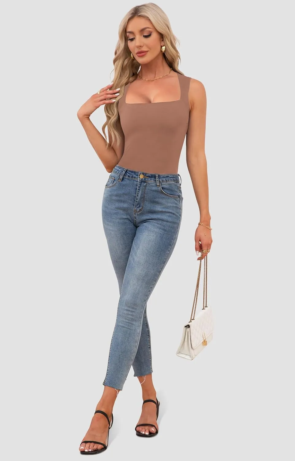 Womens Square Neck Tank Tops Dressy Summer Sleeveless Shirts Sexy Going Out Fitted Trendy Tops T Shirts Blouses
