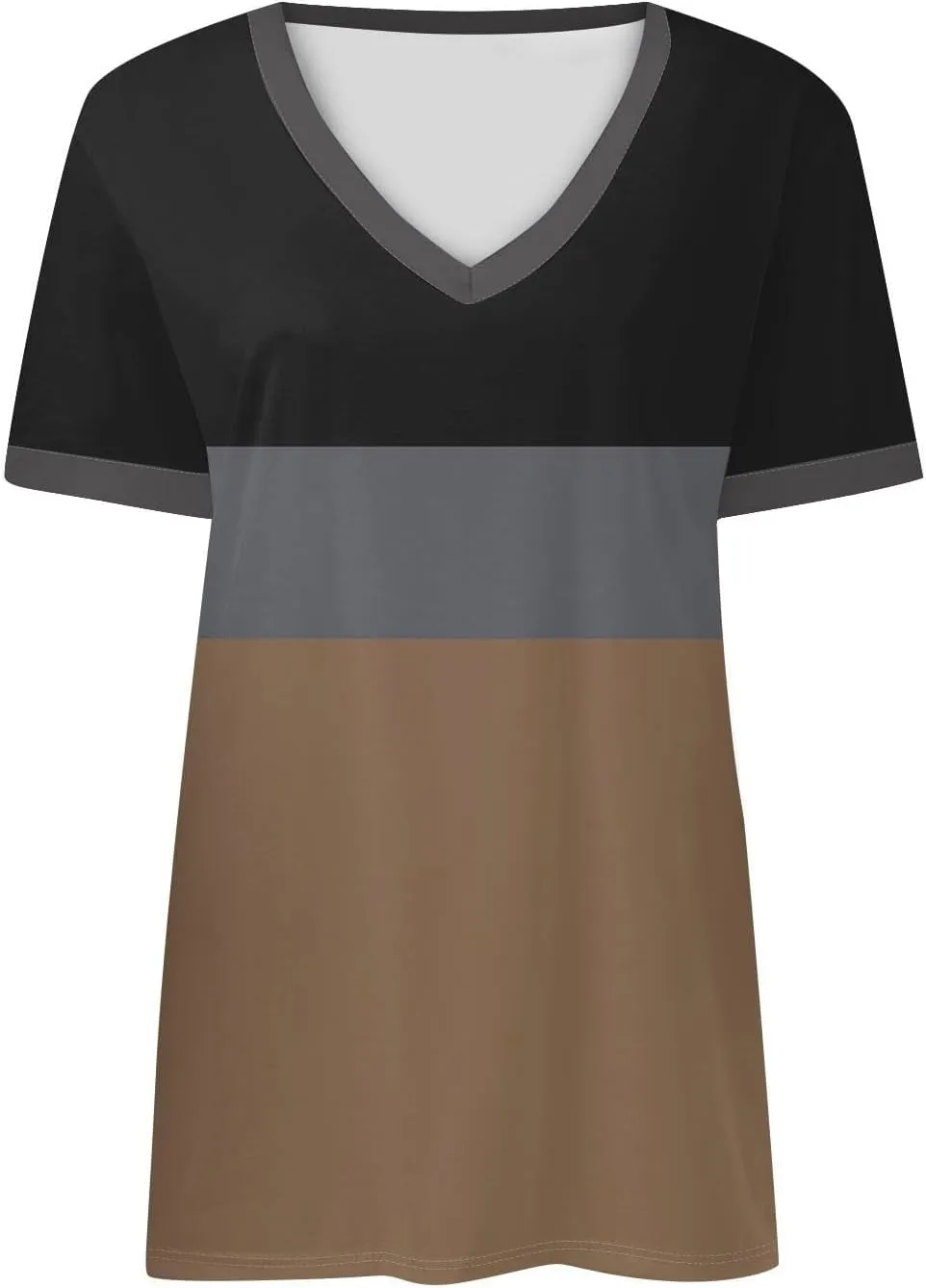 Womens Summer Tops Dressy Casual V Neck Short Sleeve Striped Color Block T Shirts Daily Going Out Blouses