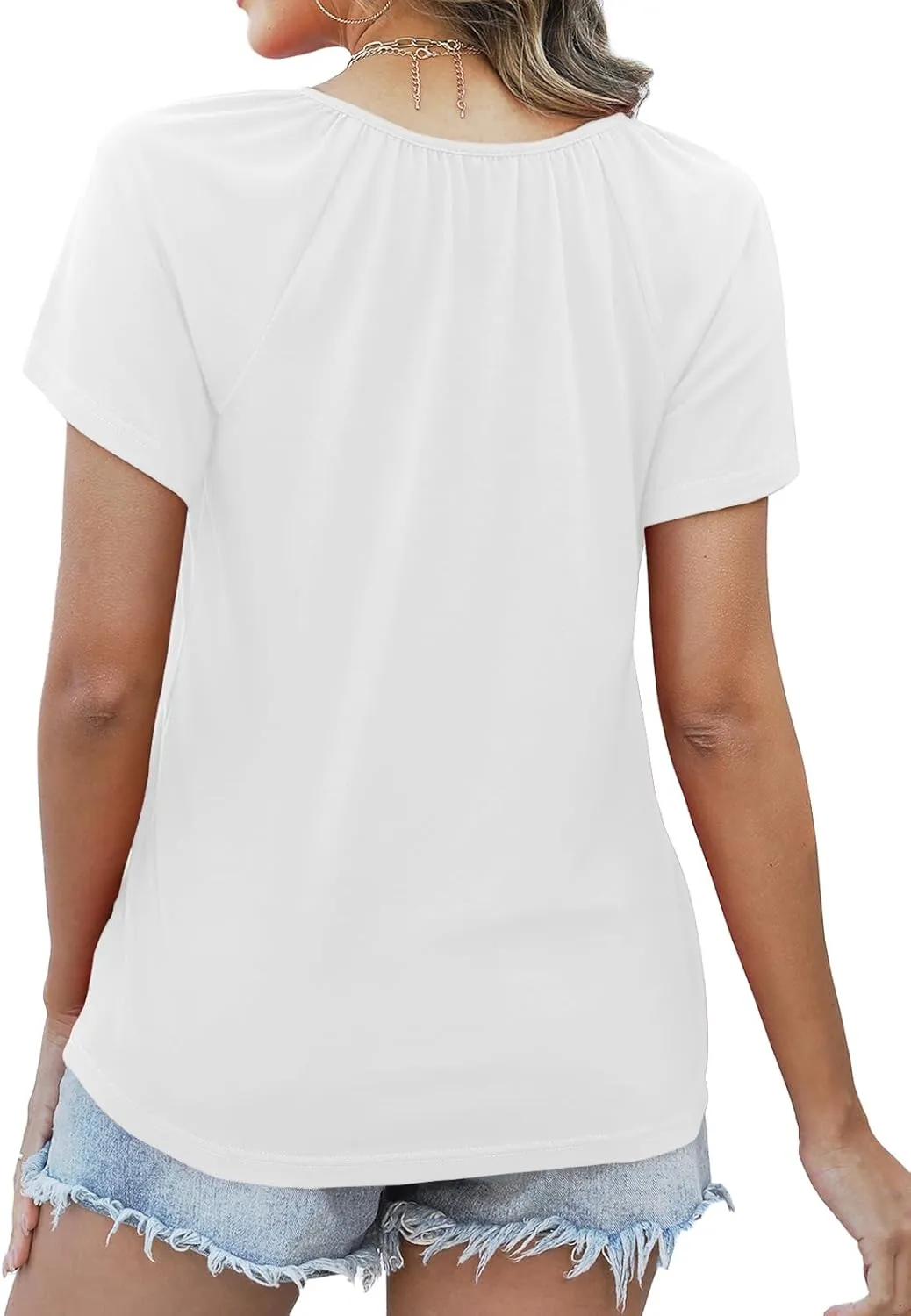 Womens Summer Tops Trendy Casual V Neck T Shirts Short Sleeve Boho Floral Blouses Loose Fit Flowy Tee