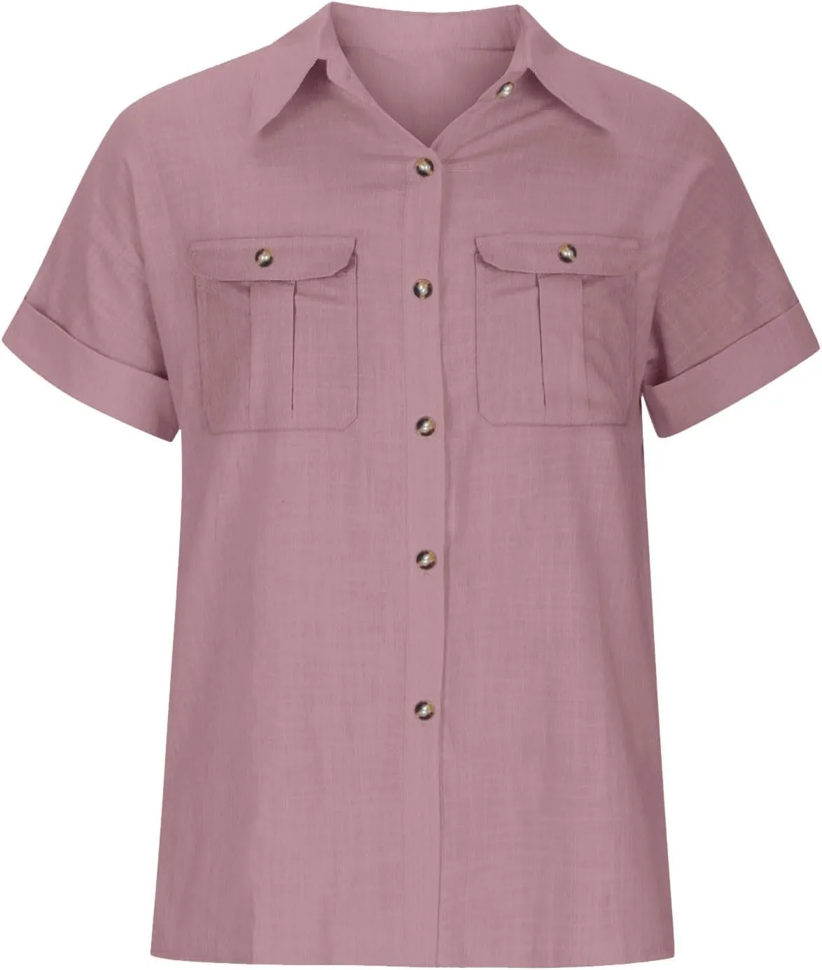 Womens Summer Tops V Neck Button Down Shirts Casual Trendy Business Basic Tees Ladies Daily Going Out Blouses