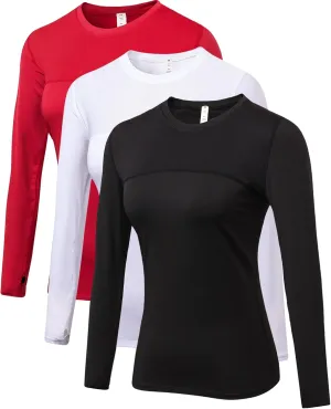 Women's Sun Protection Compression Shirts UPF 50  Long Sleeve Workout T-Shirts Rash Guard Athletic Tops