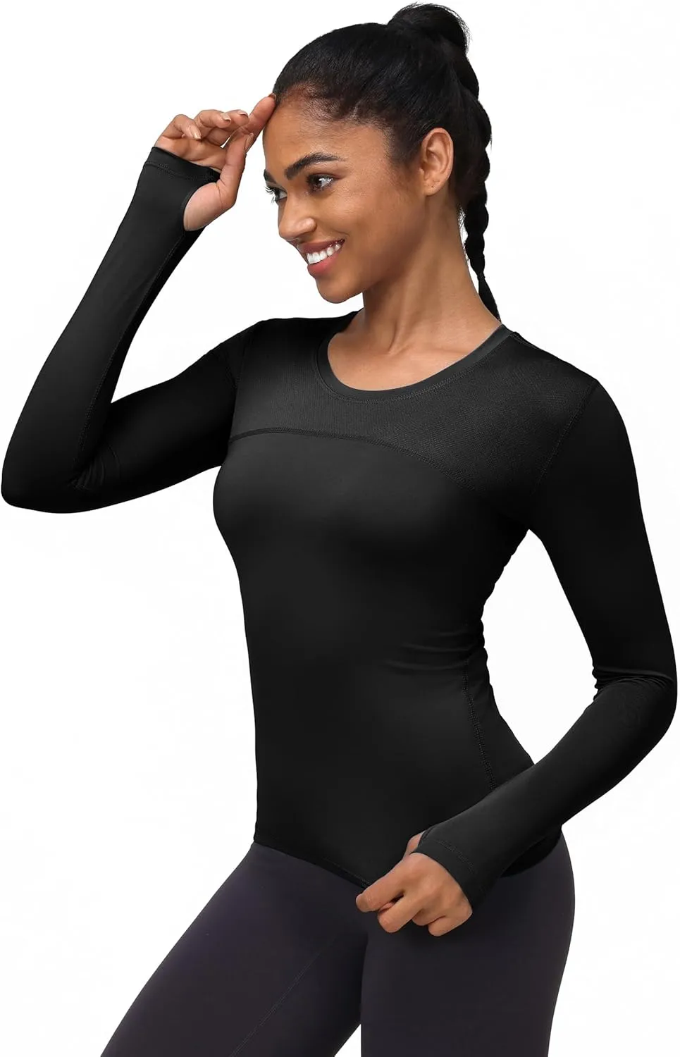 Women's Sun Protection Compression Shirts UPF 50  Long Sleeve Workout T-Shirts Rash Guard Athletic Tops