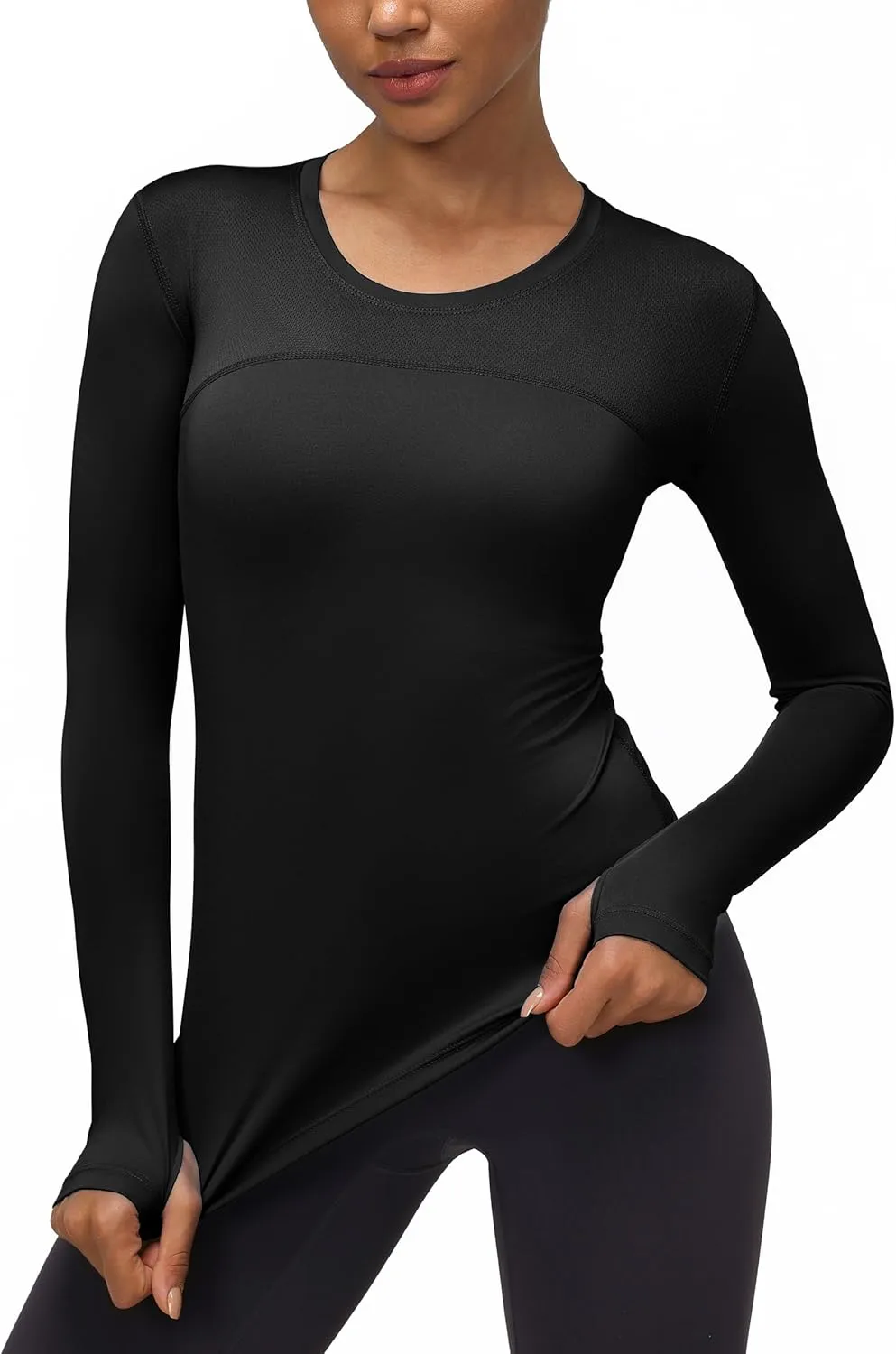 Women's Sun Protection Compression Shirts UPF 50  Long Sleeve Workout T-Shirts Rash Guard Athletic Tops