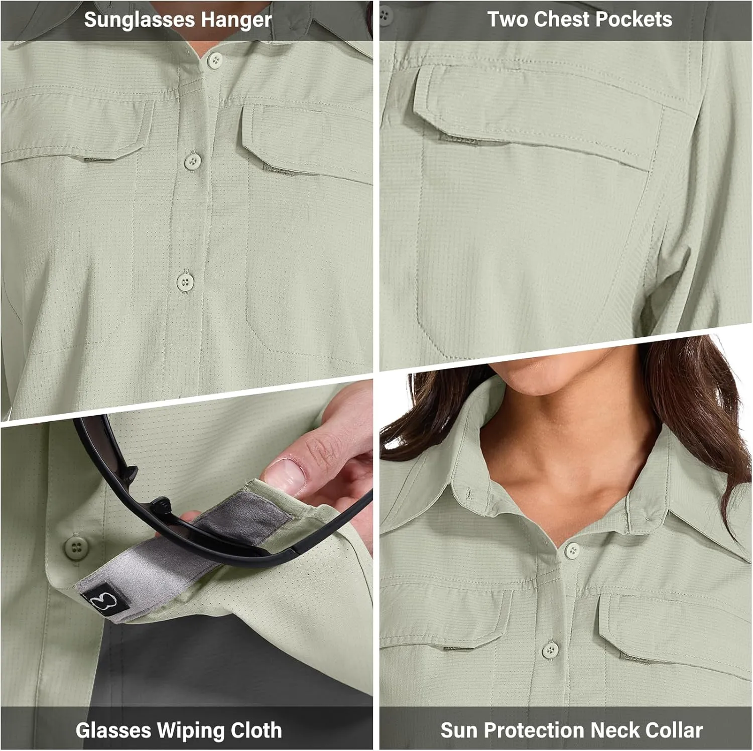 Womens Sun Protection Safari Shirts UPF 50  UV Long Sleeve Outdoor Cool Quick Dry Fishing Hiking Shirts