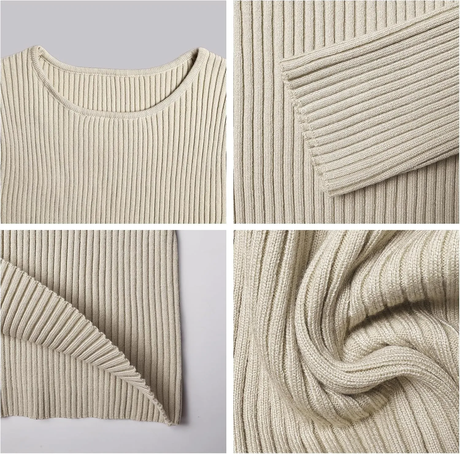 Womens Sweaters Pullover Long Sleeve Crewneck Shirts Ribbed Knit Sweater Slim Fitted Casual Jumper Tops
