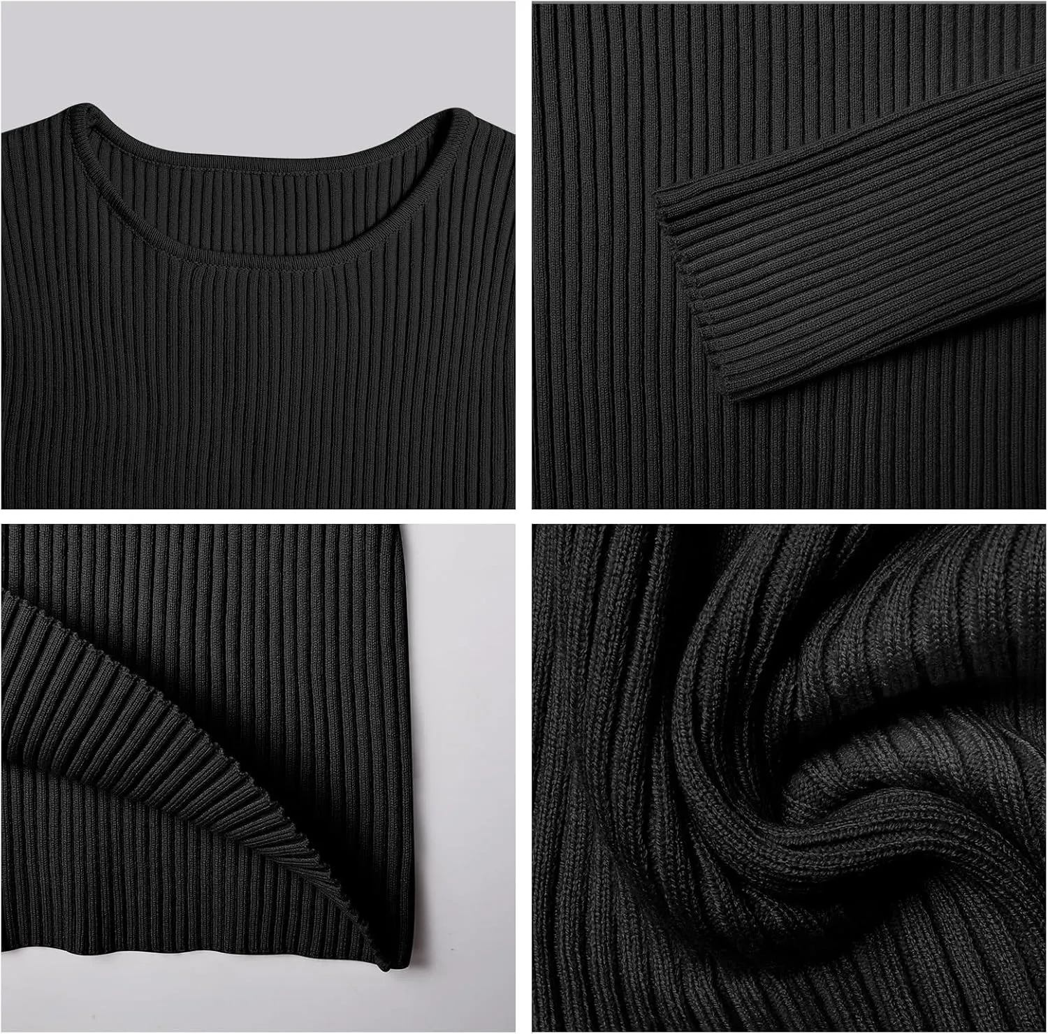 Womens Sweaters Pullover Long Sleeve Crewneck Shirts Ribbed Knit Sweater Slim Fitted Casual Jumper Tops