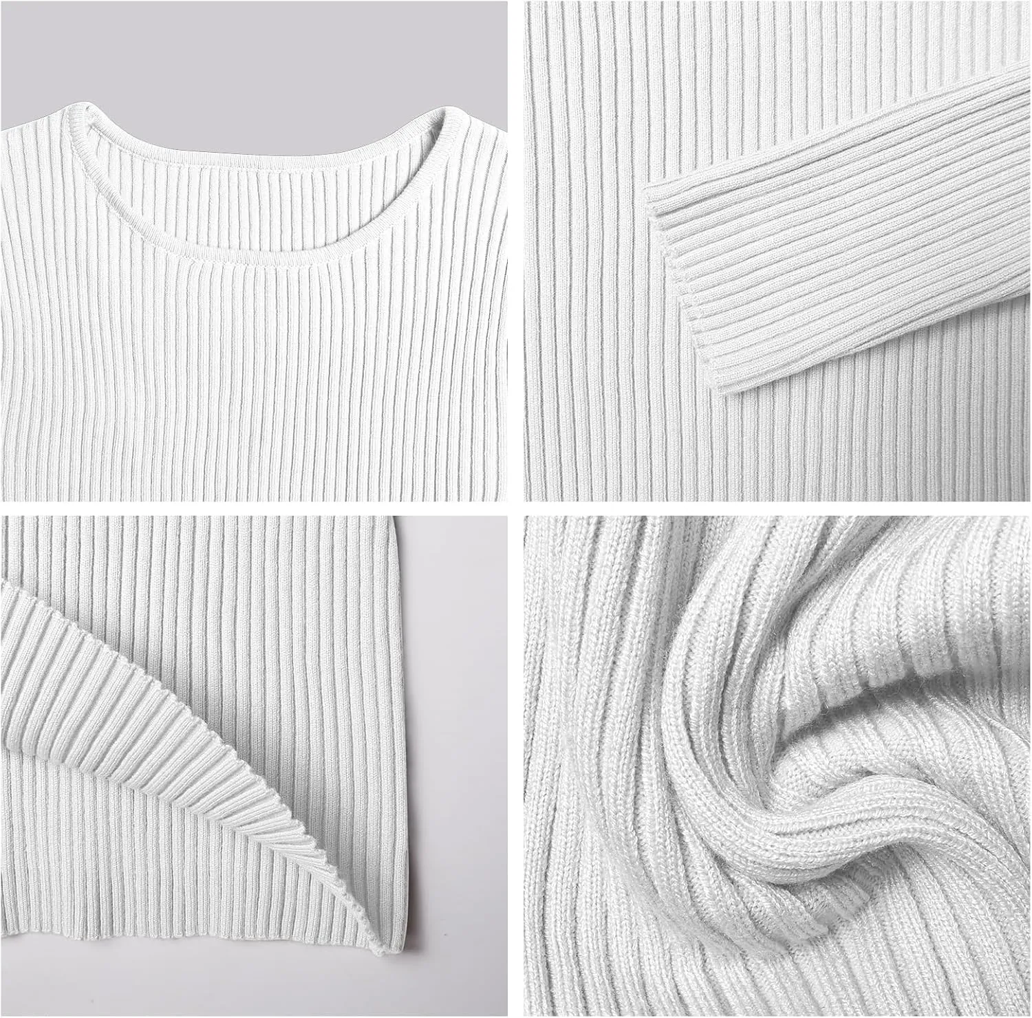 Womens Sweaters Pullover Long Sleeve Crewneck Shirts Ribbed Knit Sweater Slim Fitted Casual Jumper Tops