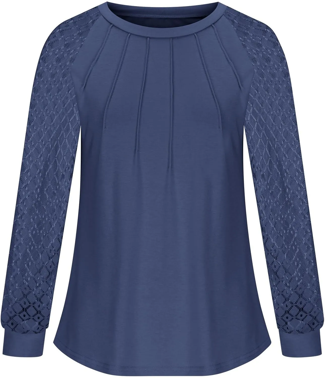 Womens Tops Dressy Business Casual Blouses Cute Soft Lace Shirts Long Sleeve Crew Neck Work Shirts Fall Clothes