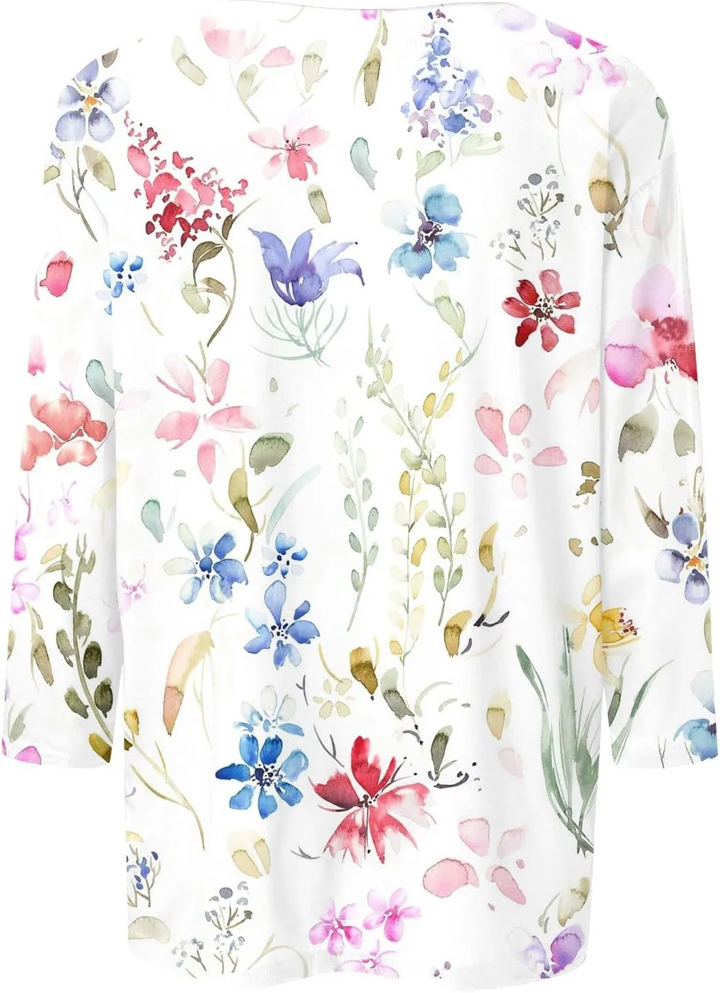 Womens Tops Trendy Summer 3/4 Sleeve Shirts Casual Floral Print Blouses Round Neck Cute Tunic Tops Plus Size S-5XL
