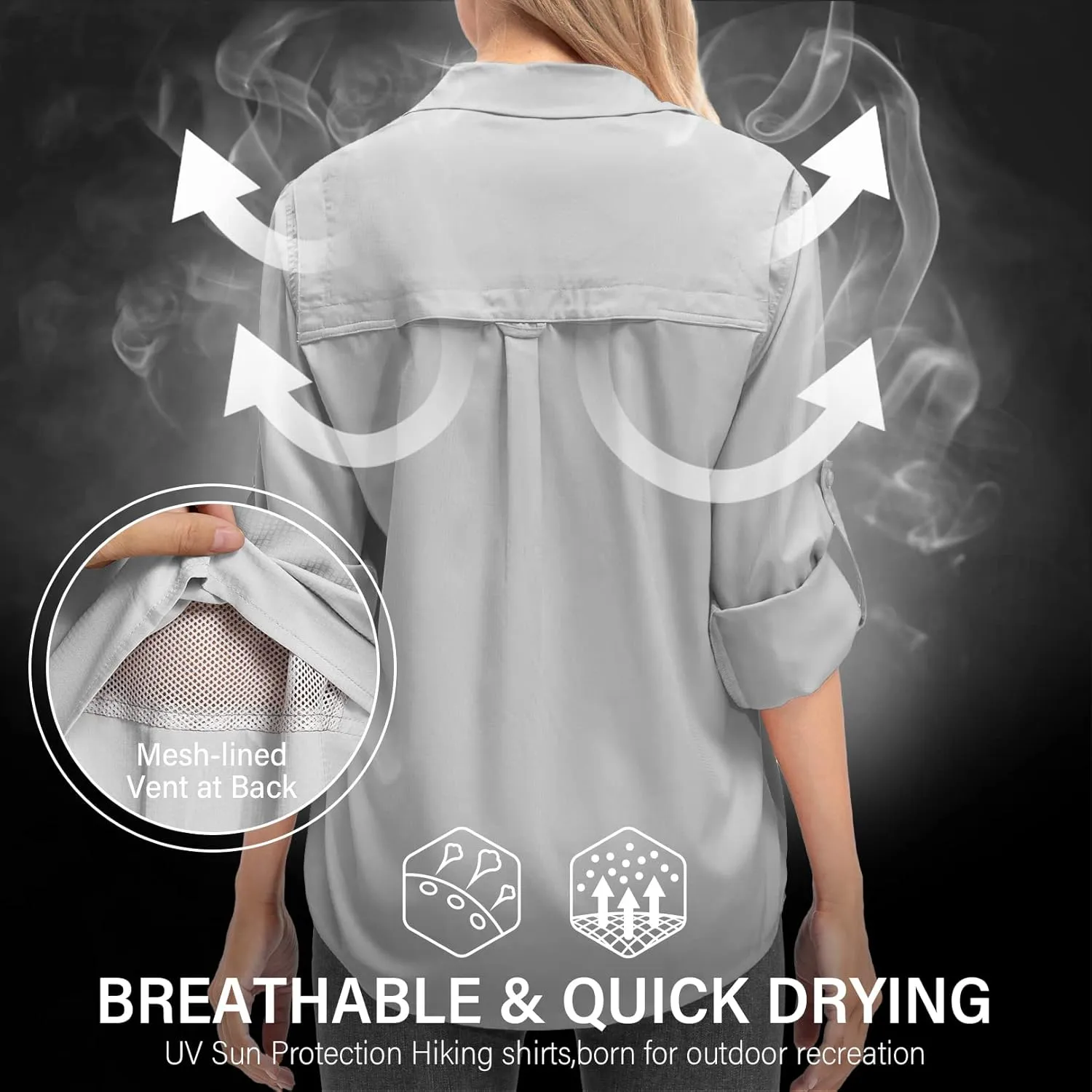 Women's UPF 50  UV Sun Protection Long Sleeve Safari Shirts Outdoor Quick Dry Fishing Hiking Travel Shirts