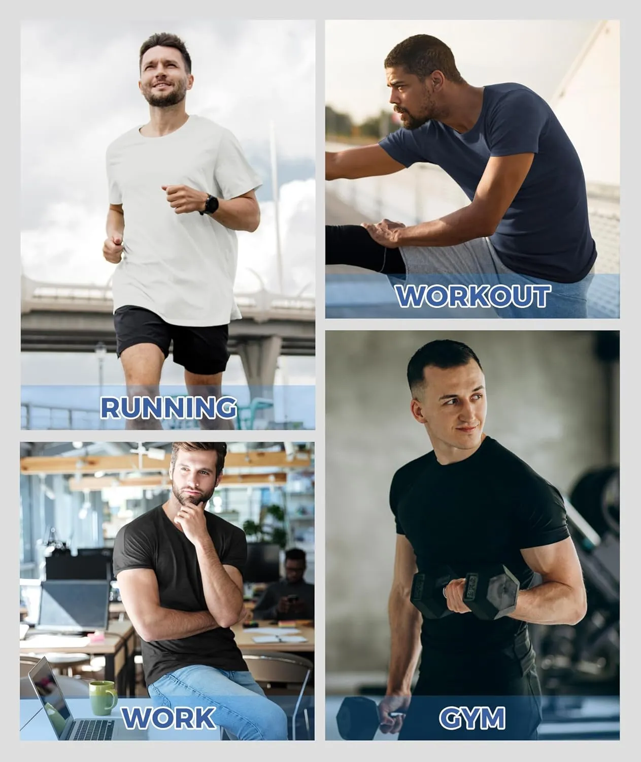 Workout Mens Shirts - Black Dry Fit Gym Short Sleeve Moisture Wicking T Shirts for Running Athletic Casual Work