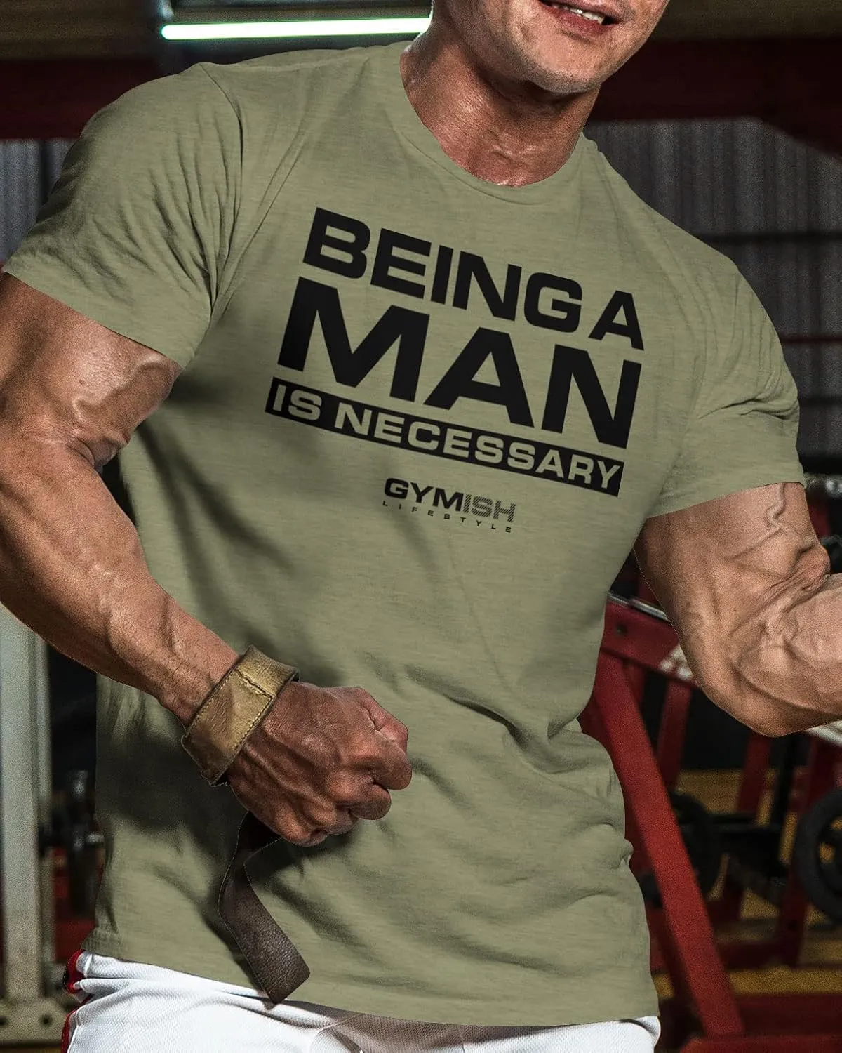 Workout Shirts for Men, Being A Man is Necessary Gym Shirt, Funny Lifting T-Shirt (Being A Man is Necessary)