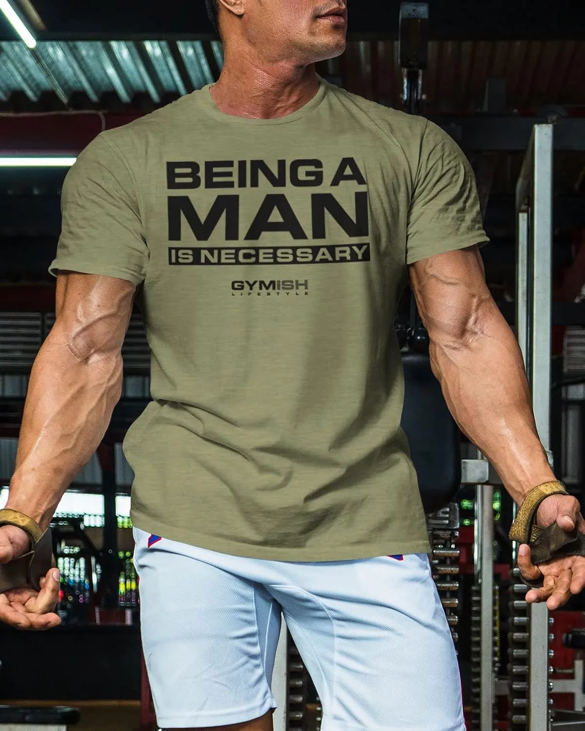 Workout Shirts for Men, Being A Man is Necessary Gym Shirt, Funny Lifting T-Shirt (Being A Man is Necessary)