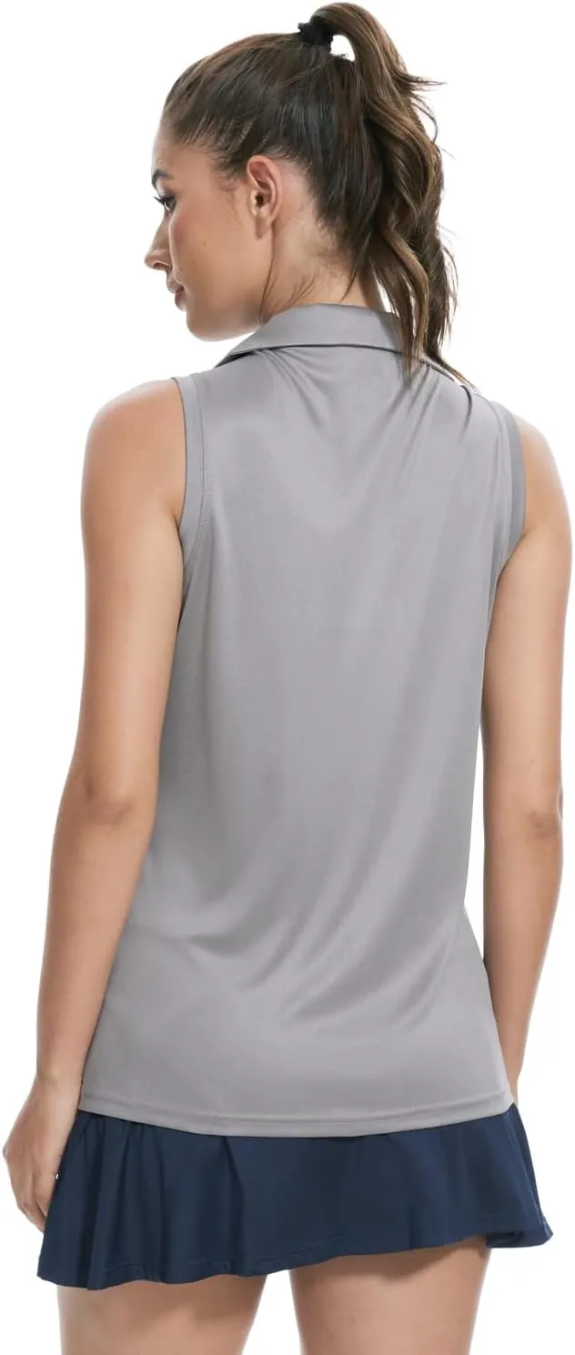 Xelky Sleeveless V Neck Polo Shirts for Women Quick Dry Collared Golf Shirts Athletic Lightweight Tennis Tank Tops